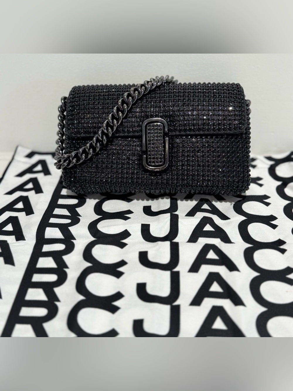 Marc Jacobs Black Crystal Chain Crossbody Bag